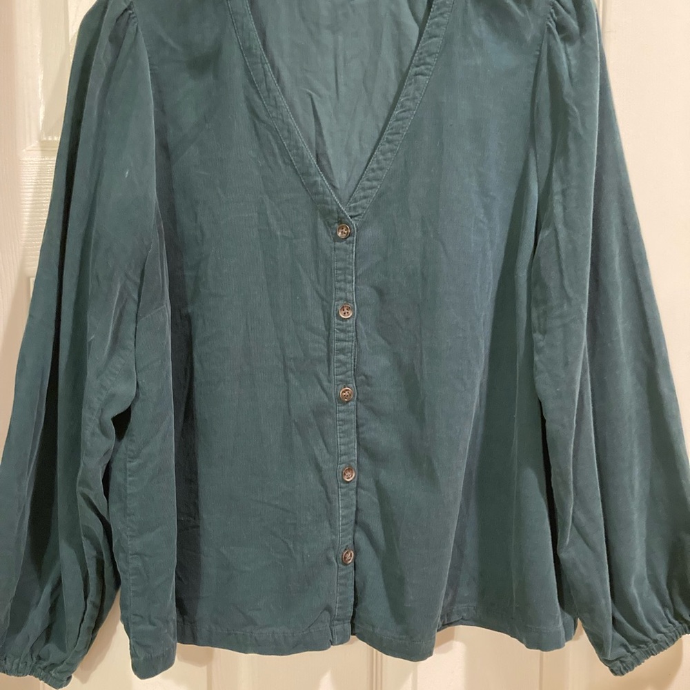 Marine Layer Deep Teal V-Neck Blouse